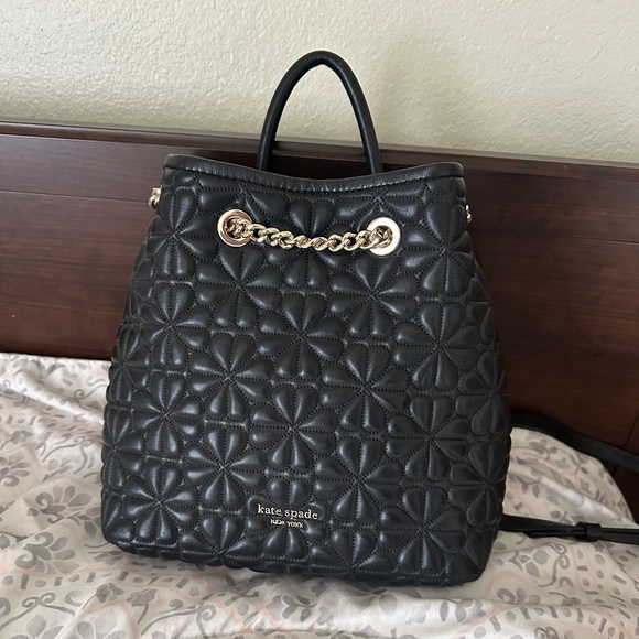 Kate Spade Bloom Med Quilted Leather Drawstring Chain backpack